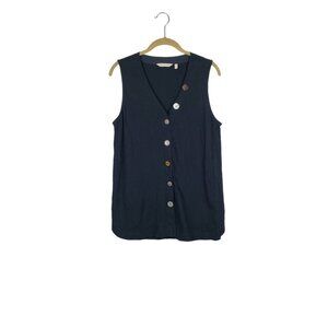 Soft Surroundings Delia Top Black Button Up Vest Style 2DJ39 Womens Size Medium
